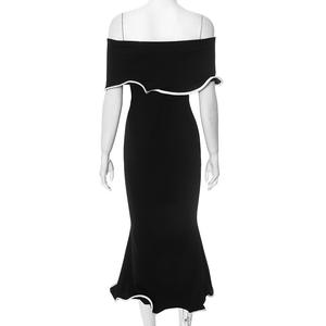 <span class=keywords><strong>Robe</strong></span> Longue de Soirée Midi <span class=keywords><strong>Noire</strong></span> Décontractée, Volantée, Épaules Dénudées, <span class=keywords><strong>Bustier</strong></span> Sans Bretelles, Élégante pour Femme - Product Image 5