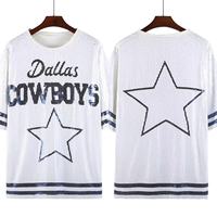 12 couleurs Dallas Cowboys bleu robe à paillettes Football Cowboys Jersey robe à paillettes pour les femmes