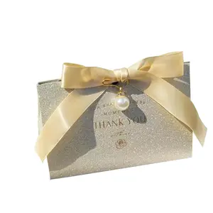 China suppliers food packaging wholesale thank you creative wedding favors empty souvenir shine glitter paper box for door gifts