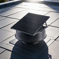 Ventilateur d'extraction solaire pour toit de grenier 40W 12 pouces noir à roulement à billes, moteur CC sans balais, étanche IP68, pour toits en tuiles/ondulés/bois