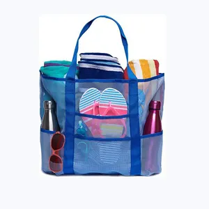 कस्टम जाल समुद्र तट बैग तैराकी खिलौने तौलिए के लिए कपड़े धोने भंडारण कंधे बैग पोर्टेबल Beachbag बड़े क्षमता हैंडबैग
