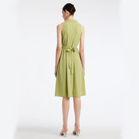 Robe d'été décontractée élégante à col rabattu pour femmes Robe de bureau mince sans manches à col en V