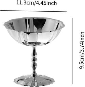 Bol à dessert en acier inoxydable 304 de style nordique de luxe léger, à pied haut et bas - Bols créatifs inspirés des célébrités d'Internet - Product Image 4