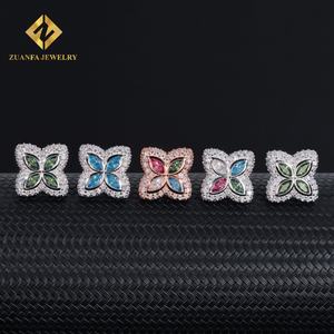 Vente flash Boucles d'oreilles en moissanite colorées Bijoux fins Argent sterling 925 Moissanite VVS Boucles d'oreilles à clous Hip Hop Bijoux RTS - Product Image 5