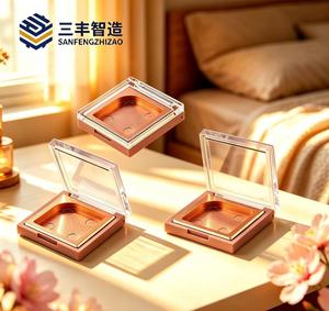 พาเลทเครื่องสำอางพลาสติกทรงสี่เหลี่ยมพร้อมฝาใสสำหรับเก็บอายแชโดว์ - Product Image 3