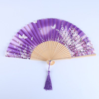 Éventail pliant en bambou de style japonais classique, motif fleur de cerisier, peinture ancienne, accessoire de danse, cadeau classique, vente en gros HZ