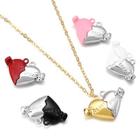 Fermoirs aimantés en métal, breloques en forme de cœur, breloques DIY pour bijoux, connecteur magnétique pour bracelet et collier