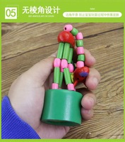 Regalo para bebés pequeños, paquete de 6, marionetas de mano para niños, jirafa, Base de prensa, marionetas de dedo de animales, juguetes de jirafa jiggling de madera