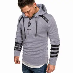 Hoodies Functional New European Size Hooded Men Casual Sweater Jacket with Fashionable Personalized Casual Leather Style