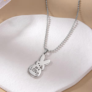DAIHE Hip Hop Lil Peep Sign Love Rabbit Acero inoxidable rapero colgante collar gótico hombres mujeres Collar para jóvenes cantantes Fans - Product Image 1