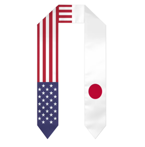 <strong>Custom</strong> Design Japan &amp; <strong>United</strong> States Flag Unisex Graduation Sash Ribbon High Quality Polyester Material Wholesale - Product Image 1