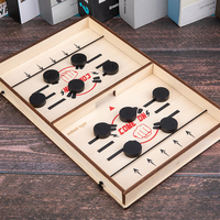 Mini Jeu de Hockey de Table Éducatif en Bois Écologique pour Intérieur, Jeu Rapide de Lancer de Pucks Multicolore