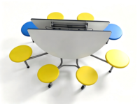 Ensemble table et chaises pliantes de cantine, grande table ronde en acier inoxydable pour la conception de tables, petite table rectangulaire pour cafétéria professionnelle