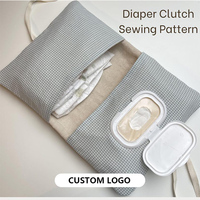 Pochette à couches en coton avec logo personnalisé, étui pour lingettes humides, grande capacité, trousse de toilette