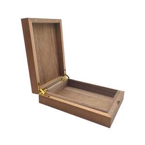 Boîte à cigares en noyer massif, 18.8x13.8x4.8cm, étui de rangement rectangulaire résistant à l'humidité pour emballage de cigarettes - Product Image 1