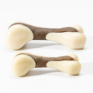 Juguete de hueso para masticar para perros, hueso de la suerte duradero para masticar, mascarillas agresivas, sabor a bacón Real - Product Image 1