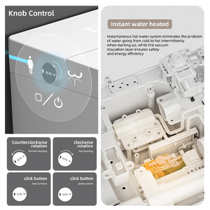 Vente chaude Ensemble de toilettes intelligentes de haute qualité Réservoir encastré Dos au mur Salle de bain <span class=keywords><strong>WC</strong></span> sans réservoir Rond Télé<span class=keywords><strong>commande</strong></span> incluse - Product Image 5