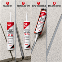 Scellant en silicone pour façade en pierre SR-28, anti-taches, résistant aux intempéries, pour marbre, granit, béton, maçonnerie