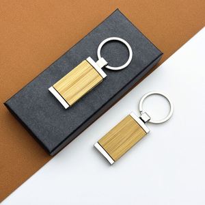 Custom Logo Eco Friendly Bamboo <b>Wood</b> Keychain Blank Metal Frame Rectangle Key Ring Engraved Laser Logo Souvenir Promotional <b>Gift</b> - Product Image 3