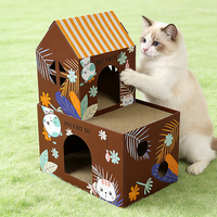Vente en gros directe usine : Maison pour chat ondulée à 2 niveaux, structure renforcée personnalisée, avec zone à gratter