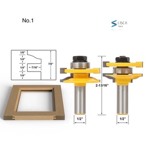 L-N003 8# 2 Bits Rail & Stile Router Bit Set  Bevel -1/2" Shank Door Knife Woodworking Cutter Tenon Cutter - Product Image 2