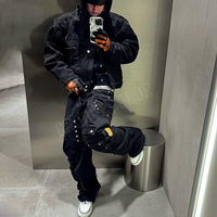Fabricant OEM ODM sur mesure : Ensembles streetwear en jean brodé oversize et ensembles de pantalons en jean épais
