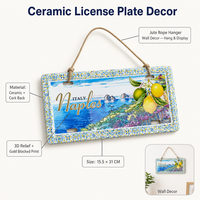 Plaque murale en céramique 3D, paysage italien, forme de plaque d'immatriculation, décoration murale, souvenir personnalisé, panneau suspendu pour la décoration de la maison