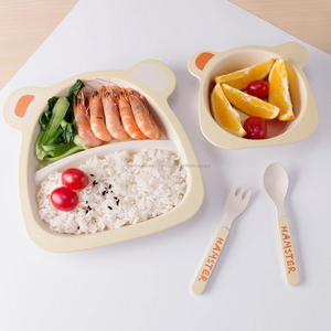 Forma linda de fibra de bambú de la cena para los niños <span class=keywords><strong>restaurante</strong></span> con 3pcs conjunto de cena <span class=keywords><strong>y</strong></span> bambú tazón de sopa - Product Image 5