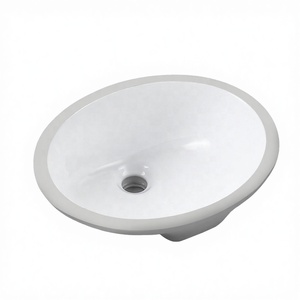 Lavabo Ovalado de Cerámica para Instalar Bajo Encimera, Lavabo Industrial con Función de Fácil Limpieza para Uso Comercial en Baños - Product Image 2
