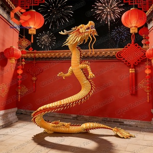 Drago Gonfiabile Gigante da Esterno per Capodanno, Drago Dorato Sospeso per Decorazioni di Centri Commerciali e Piazze per il Festival di Primavera - Product Image 2