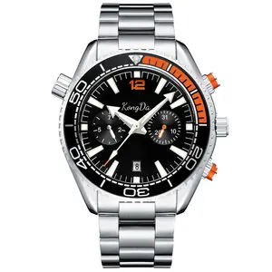 Montres de luxe en acier inoxydable, cadran multifonctionnel avec date à 6 positions, lumineuses avec indice orange 316L