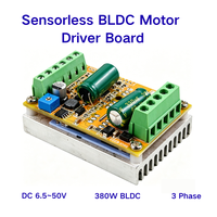 Carte de commande de moteur BLDC sans capteur, DC 6,5~50V, 380W de pointe, sans capteur Hall, contrôleur de vitesse CC sans balais FOC pour ventilateur, pompe, convoyeur