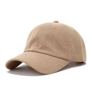 Venta al por mayor de pana sólida 100% gorra de algodón Vintage Unisex 6 paneles gorra de béisbol ajustable en blanco gorra de camionero sombrero de apoyo OEM LOGO - Product Image 4