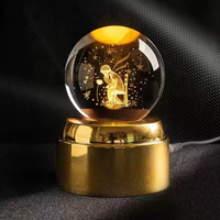 Veilleuse boule de cristal lumineuse créative personnalisée décoration boule de cristal sculptée au laser 3d