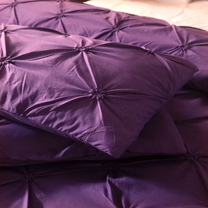 3 Cái Pinch Xếp Li Duvet Cover 100% <span class=keywords><strong>Polyester</strong></span> Với Zipper & Góc Ties Pintuck Plum Trang Trí Comforter Cover (Plum) - Product Image 4