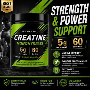 Creatina Monohidrato en Polvo de Marca Privada, 5g por Porción, 60 Porciones, Apoyo al Rendimiento Muscular y Cognitivo, OEM, Listo para Enviar - Product Image 5