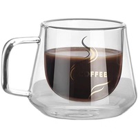Mug à café de luxe 2026 en verre borosilicate à double paroi avec poignée, compatible lave-vaisselle et micro-ondes, écologique, design moderne, logo personnalisé