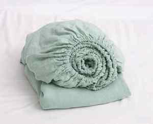 Ropa de cama de lino orgánico personalizada para camas Queen King, decoración de dormitorio hecha a mano de lujo, Sábana bajera de lino Natural para uso en hospitales y hoteles - Product Image 1