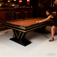 Table de billard de luxe en bois massif, personnalisée en usine, qualité tournoi, avec poches en cuir rembourrées et système de récupération automatique des billes