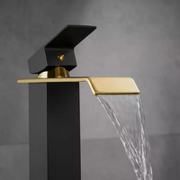 Robinet de salle de bain carré en acier inoxydable moderne robinet de lavabo cascade noyau de vanne en céramique mélangeur chaud froid robinet de grue sans contact