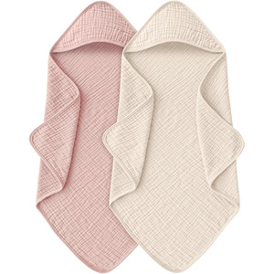 Tessuto di <span class=keywords><strong>cotone</strong></span> mussola tinta unita bambino asciugamano da bagno con cappuccio per bambini <span class=keywords><strong>accappatoio</strong></span> 76*76cm - Product Image 1