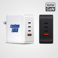 Chargeur mural certifié FCC avec prise américaine, 4 ports USB-C et USB-A, PD QC3.0 PPS 100W 3C1A, chargeur rapide GaN pour OnePlus, iPhone, Samsung, Honor