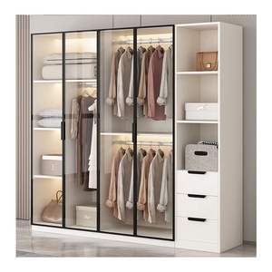 Armoire de luxe en mélamine avec portes vitrées <span class=keywords><strong>d</strong></span>'<span class=keywords><strong>angle</strong></span> pour chambre à coucher - Product Image 6