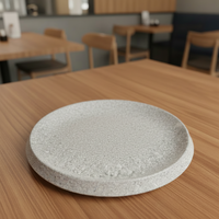 Assiette à pâtes en mélamine écologique avec logo personnalisé, bord enveloppé, design marbré, passe au lave-vaisselle, sans BPA