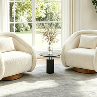 Stock US 360 °   Fauteuil pivotant en tissu Teddy, fauteuil rembourré confortable, canapé simple pour salon, chambre à coucher