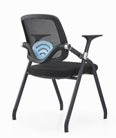 Chaise de bureau moderne pliable en métal avec dossier en maille et accoudoirs amovibles – Mobilier ergonomique pour salles de conférence à usage commercial