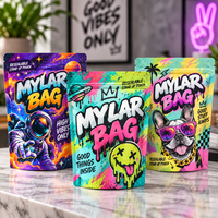 Sacs Doypack en Mylar imprimés sur mesure en gros, 3.5g 7g 14g 28g, pochettes d'emballage en aluminium mat refermables anti-odeur avec fermeture Ziplock