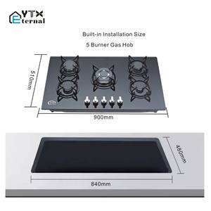 Table de cuisson à gaz à <span class=keywords><strong>5</strong></span> brûleurs en verre trempé de 36 pouces de qualité supérieure pour cuisines modernes - Product Image 2