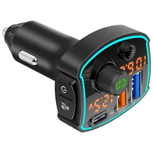 2023 HG Factory New BT5.0 Dual Screen Display Fast Charging Car KIT BC69 bluetooth FM Transmitter for car