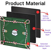 Nappe de Mahjong de Noël Moderne, Tapis de Jeu de Société Américain Imperméable avec Bordures Anti-Usure et Fonction Silencieuse